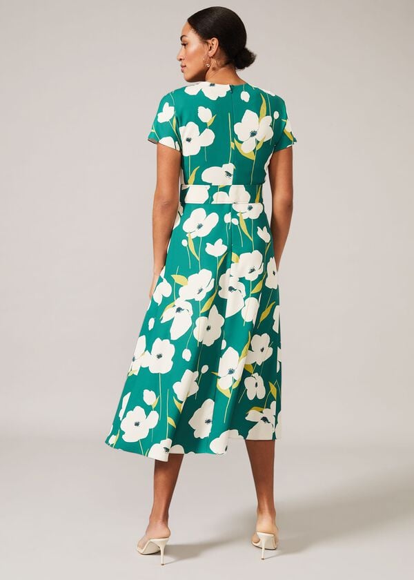 Phase Eight Lou-Poppy Frill Midi Dress