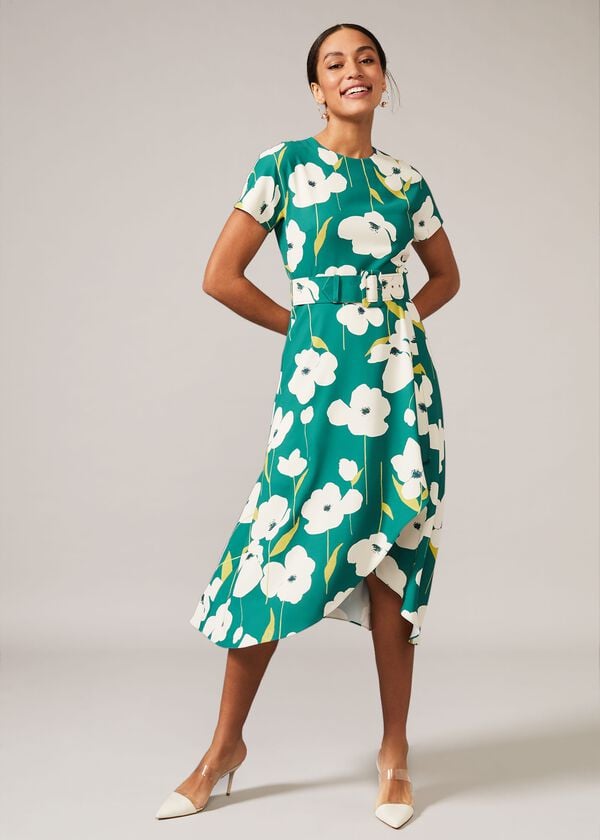 Phase Eight Lou-Poppy Frill Midi Dress