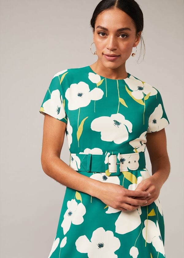 Phase Eight Lou-Poppy Frill Midi Dress