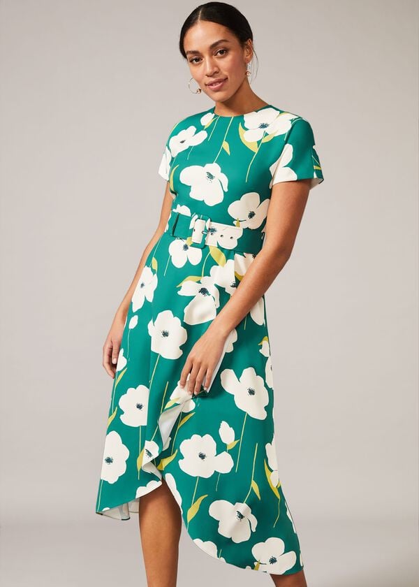 phase eight Lou-Poppy Frill Midi Dress