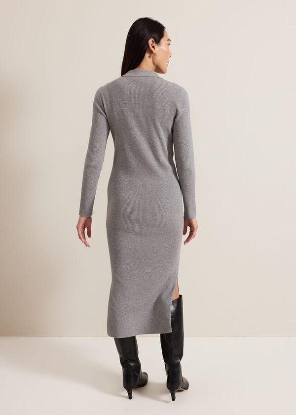 Phase Eight Lucy Collared Popper Column Midi Dress