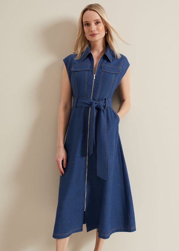 phase eight Luiza Denim Midi Dress