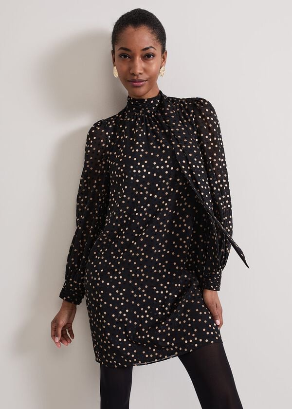 phase eight Mabel Black Dotty Swing Dress