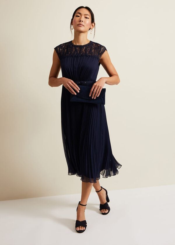 Phase Eight Makaela Pleat Embroidered Dress