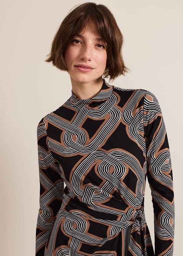 Phase Eight Margot Black Jersey Fitted Midi Dress