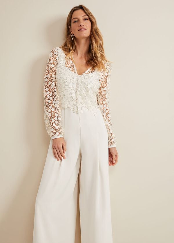 Phase Eight Mariposa Cream Lace Jumpsuit