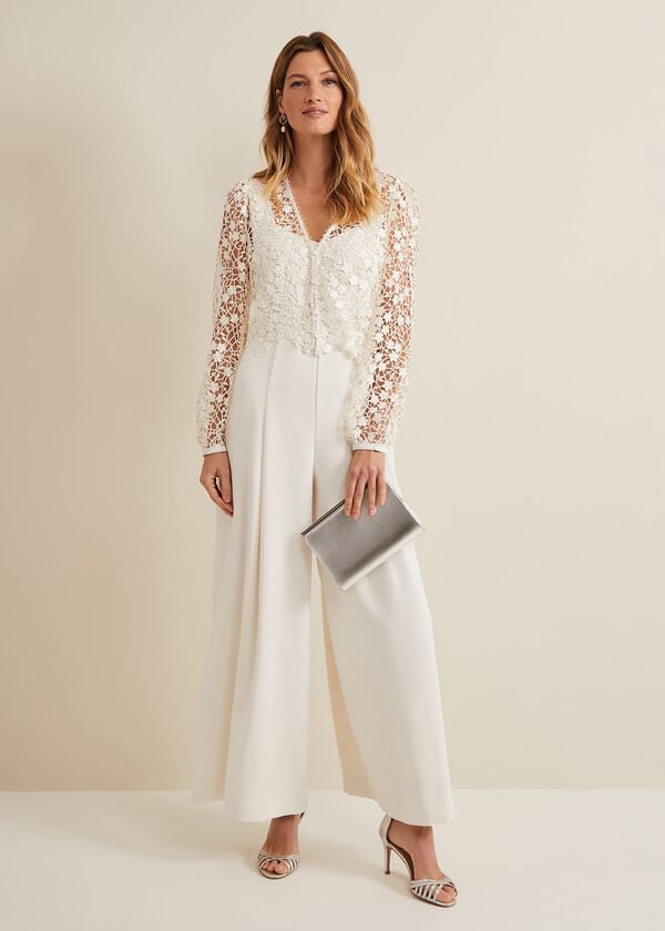 phase eight Mariposa Cream Lace Jumpsuit