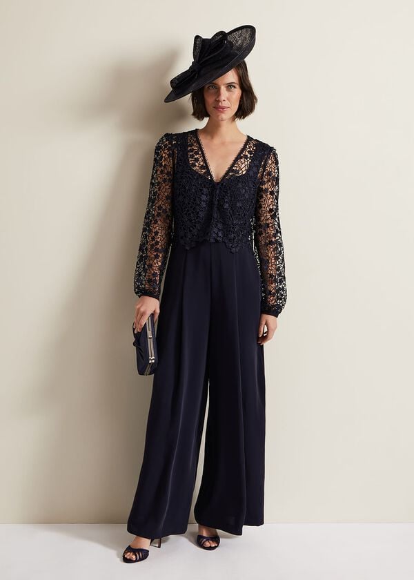 phase eight Mariposa Navy Lace Jumpsuit