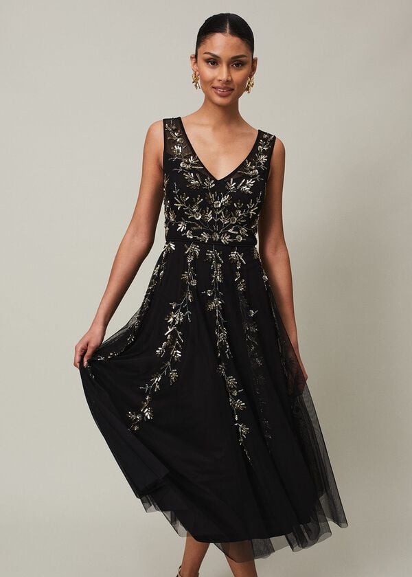 Phase Eight Marissa Floral Embellished Midi Dress