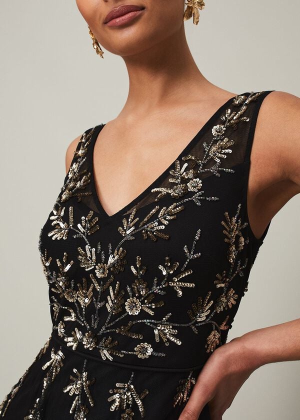 Phase Eight Marissa Floral Embellished Midi Dress