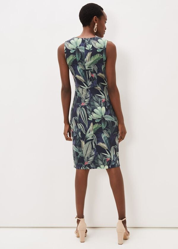 Phase Eight Maya Jersey Palm Print Midi Dress