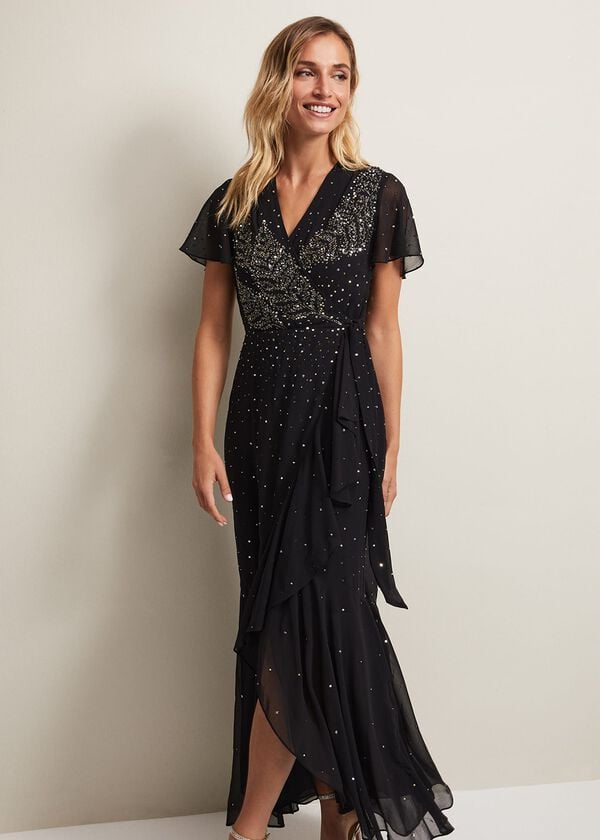 Phase Eight Melody Sequin Feather Maxi Dress