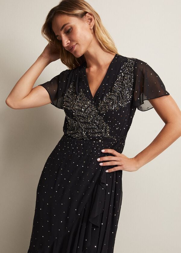 Phase Eight Melody Sequin Feather Maxi Dress