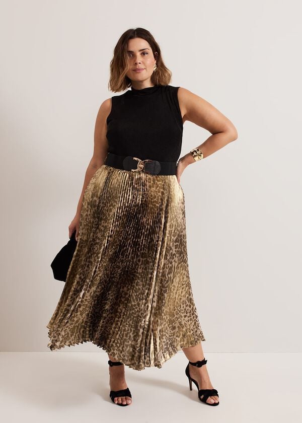 Phase Eight Meloni Jersey Leopard Pleat Midi Dress