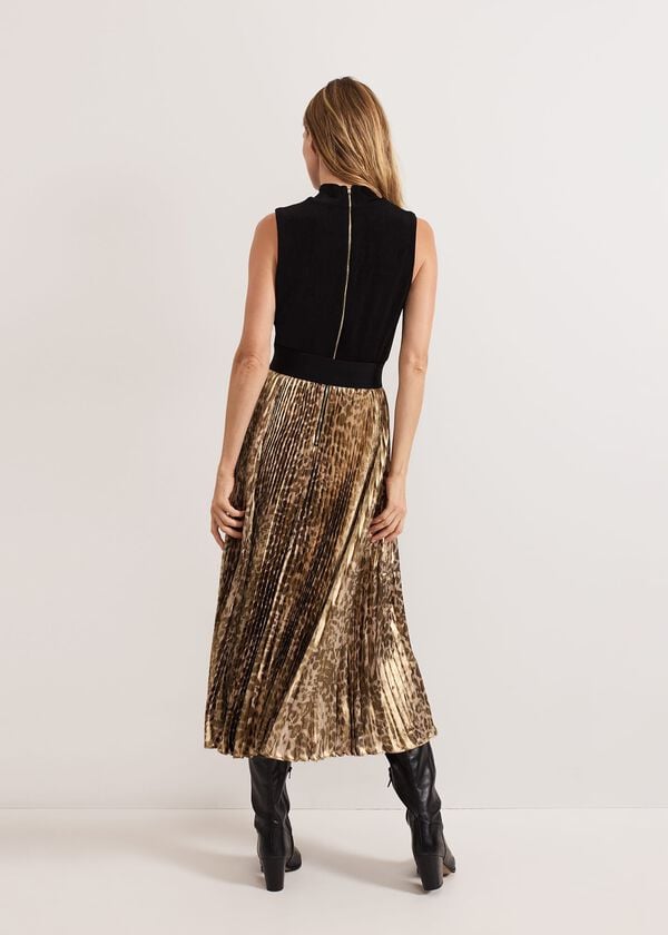Phase Eight Meloni Jersey Leopard Pleat Midi Dress