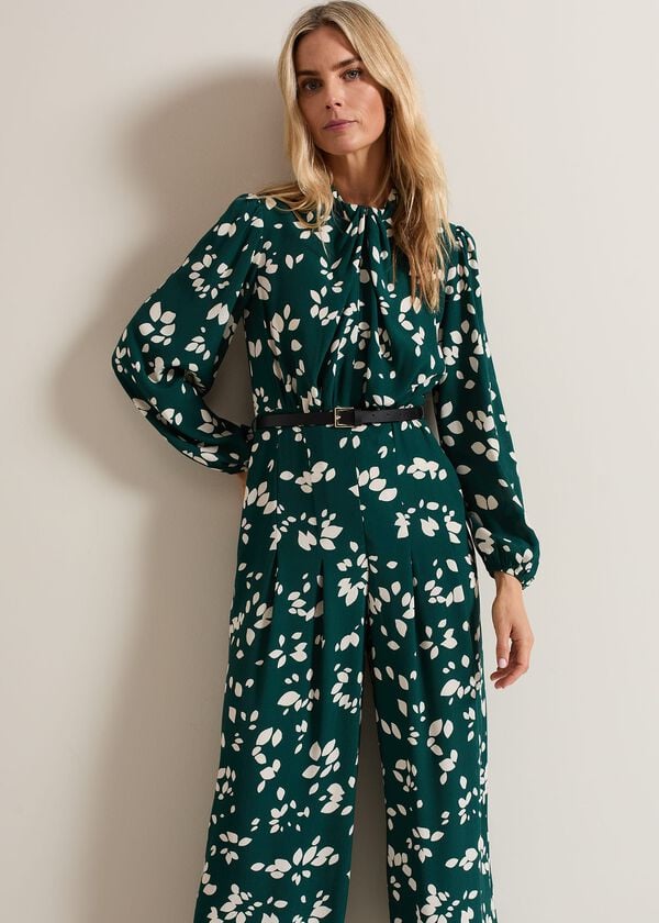 Phase Eight Micaela Green Twist Neck Jumpsuit