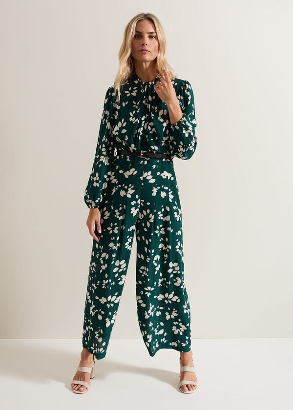 phase eight Micaela Green Twist Neck Jumpsuit