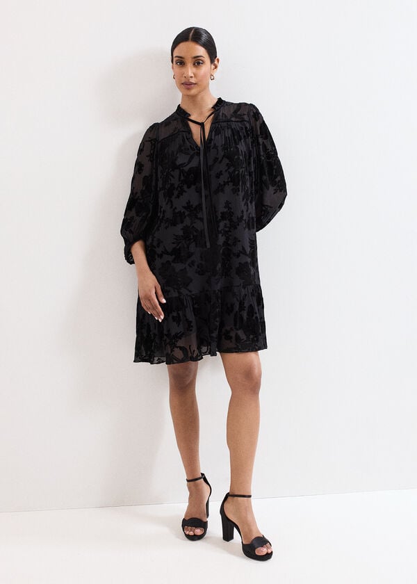 Phase Eight Mila Black Velvet Mini Dress