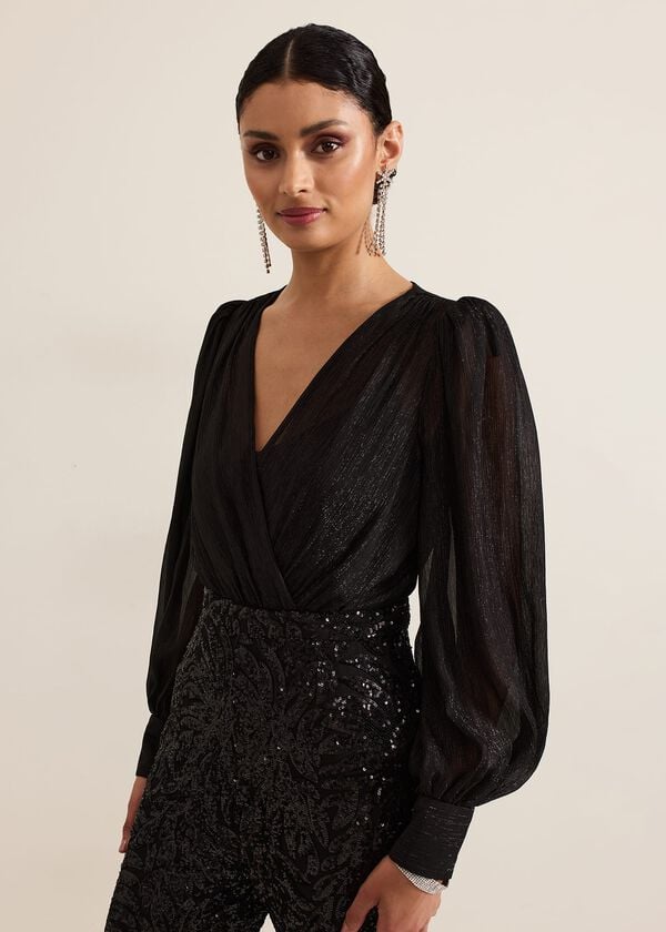Phase Eight Milena Black Sequin Jumpsuit