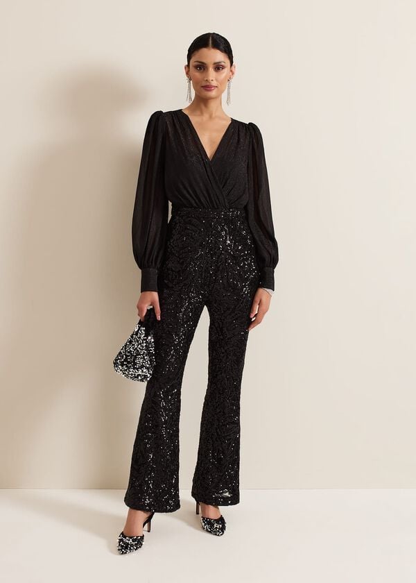 phase eight Milena Black Sequin Jumpsuit