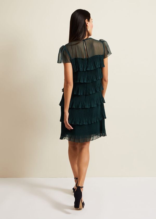 Phase Eight Mimi Dark Green Frill Mini Dress
