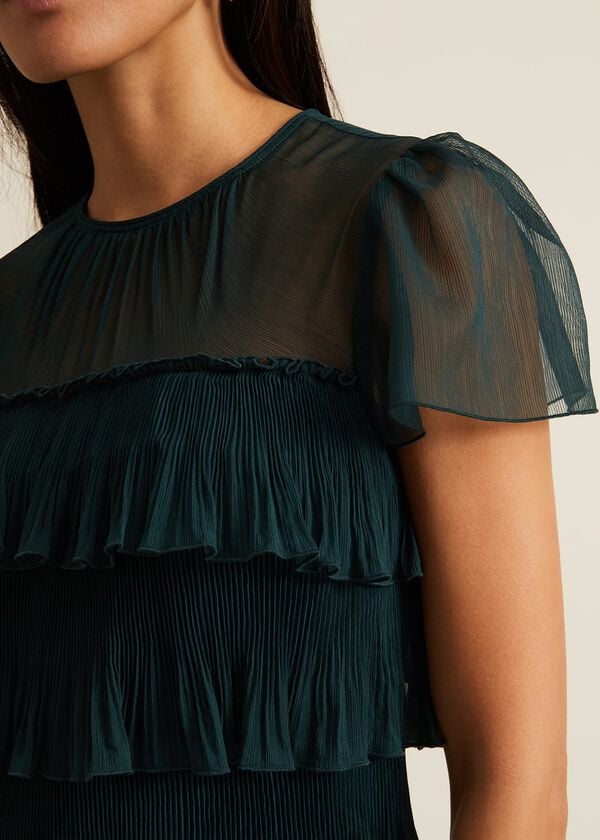 Phase Eight Mimi Dark Green Frill Mini Dress