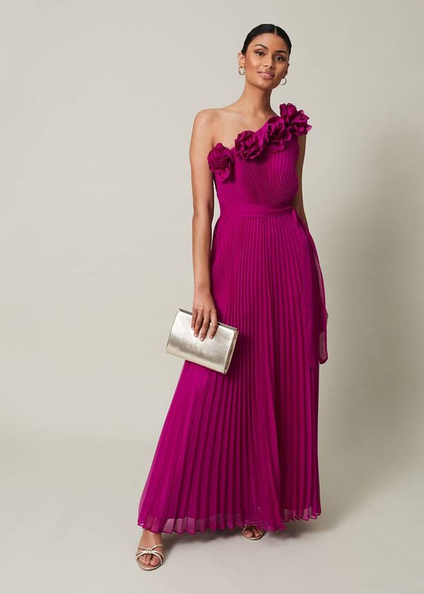 phase eight Minnie One Shoulder Pleated Maxi Dress