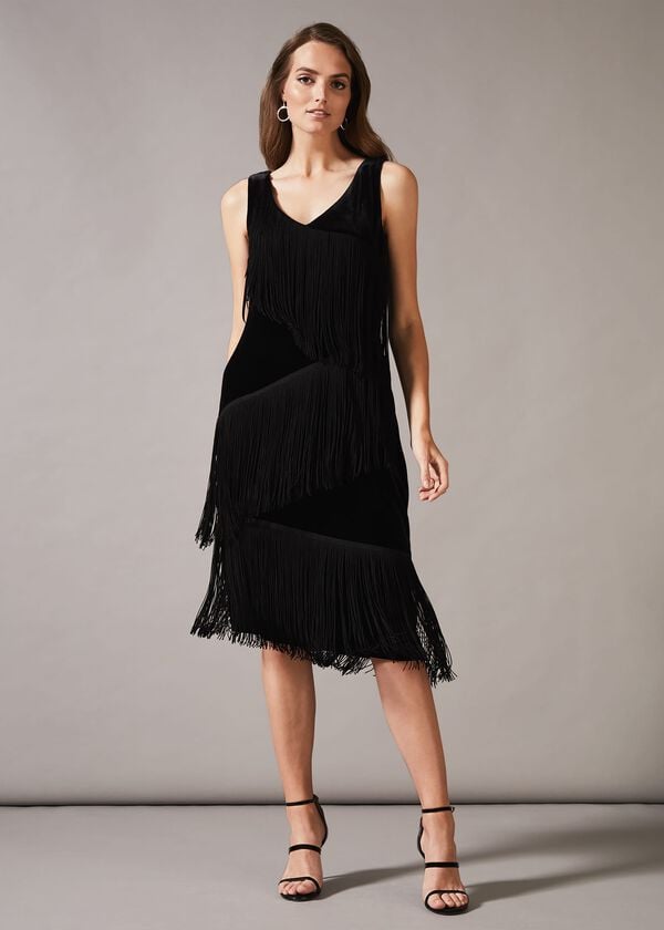 Phase Eight Miya Velvet Fringe Dress