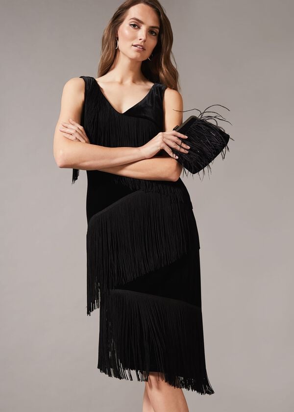 phase eight Miya Velvet Fringe Dress