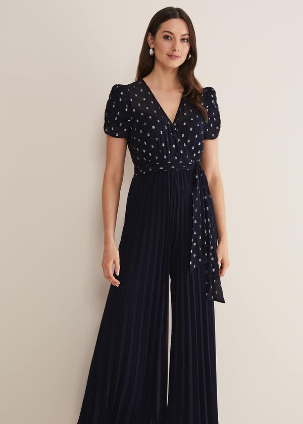 Phase Eight Molli Spot Pleated Jumpsuit