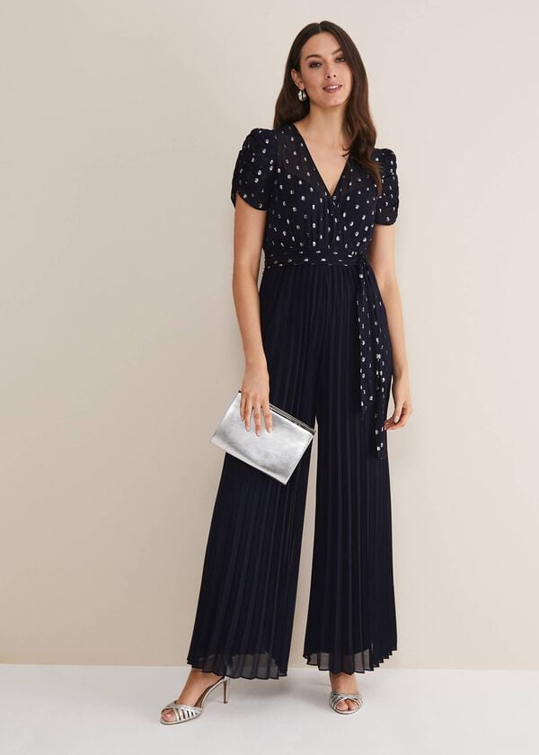 phase eight Molli Spot Pleated Jumpsuit