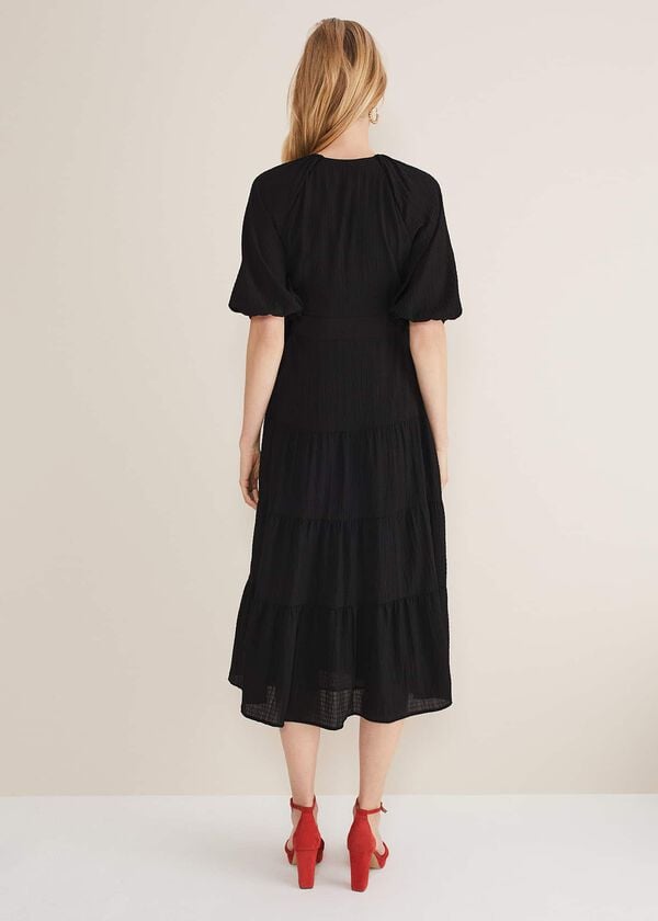 Phase Eight Morven Black Wrap Midi Dress