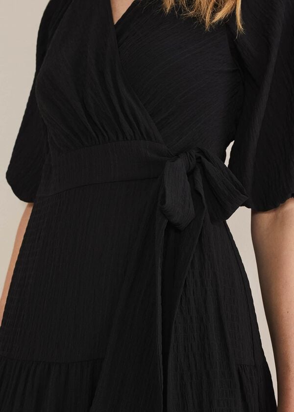 Phase Eight Morven Black Wrap Midi Dress