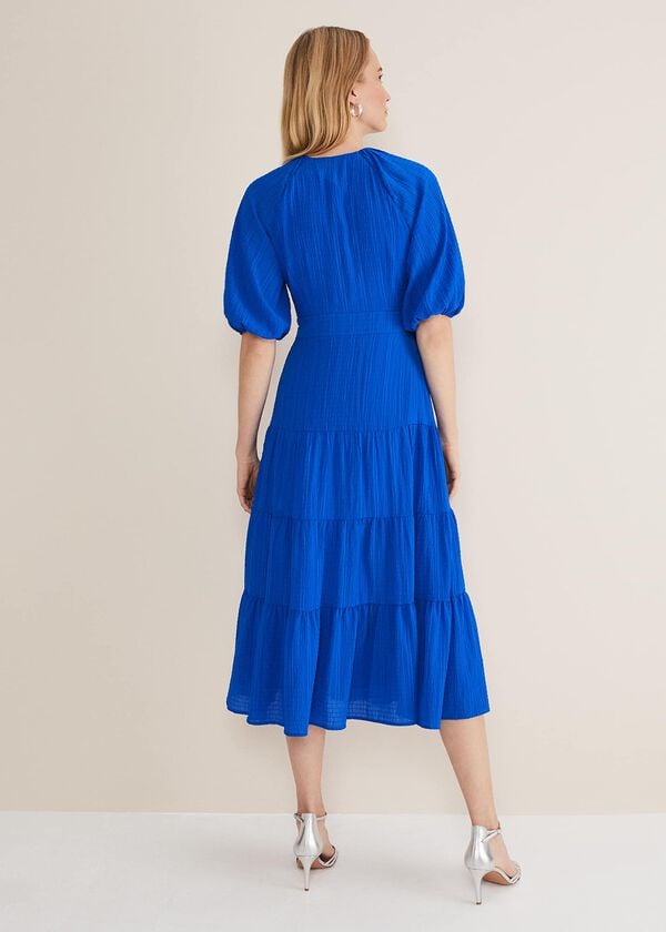 Phase Eight Morven Blue Wrap Midi Dress