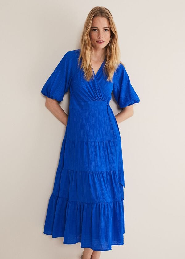 Phase Eight Morven Blue Wrap Midi Dress