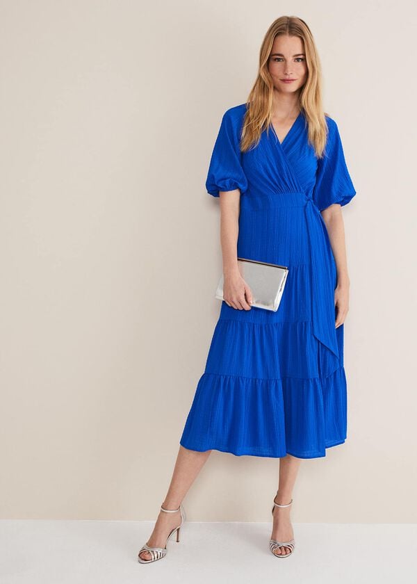phase eight Morven Blue Wrap Midi Dress