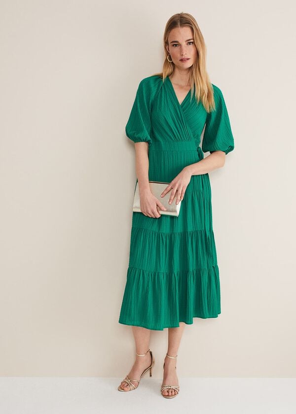 Phase Eight Morven Green Wrap Midi Dress