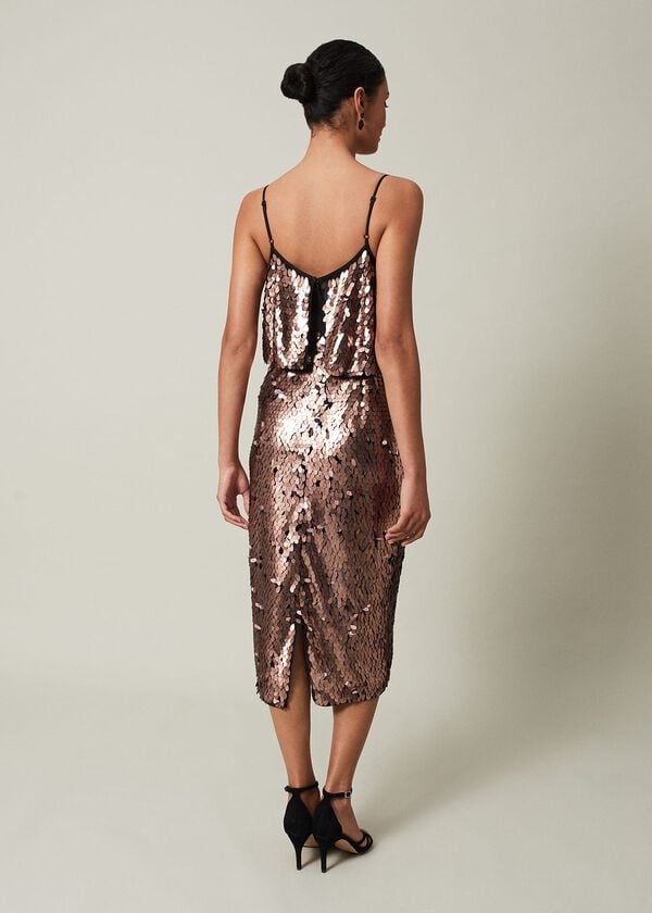 Phase Eight Myka Bronze Sequin Tiered Dress