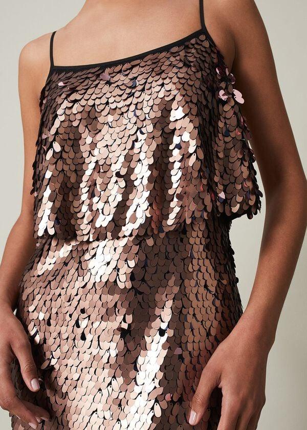 Phase Eight Myka Bronze Sequin Tiered Dress
