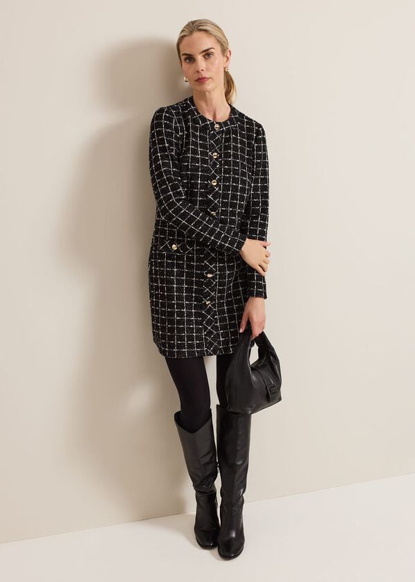 Phase Eight Mylee Black Tweed Tunic Dress
