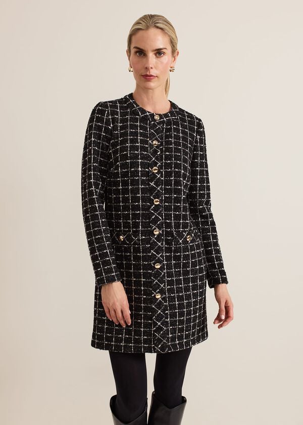 phase eight Mylee Black Tweed Tunic Dress