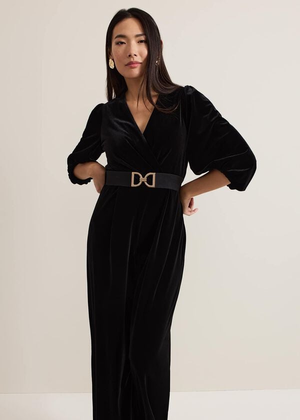 Phase Eight Myleen Black Velvet Jumpsuit