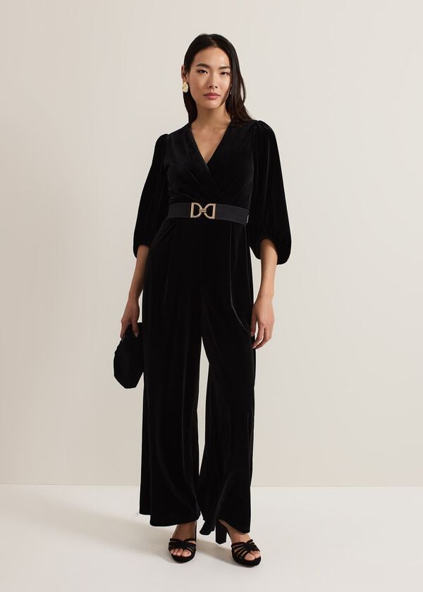 phase eight Myleen Black Velvet Jumpsuit