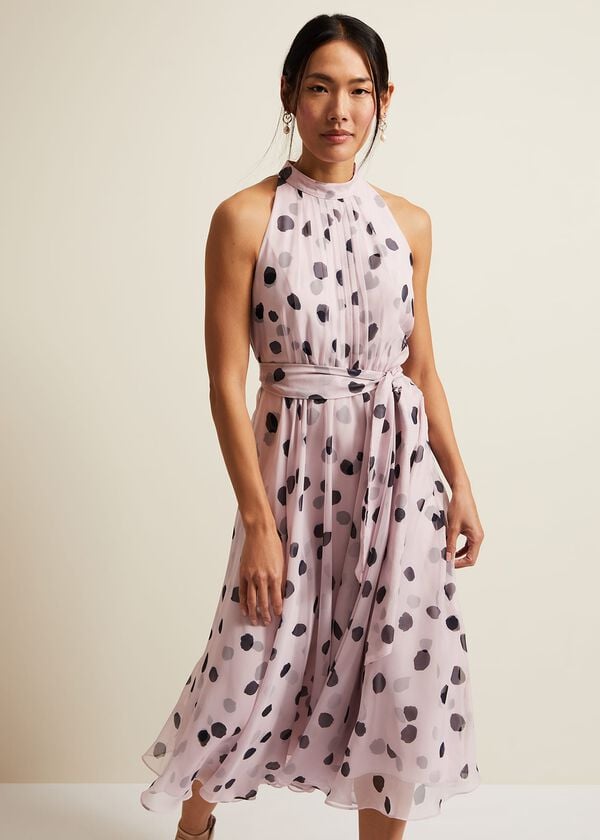 Phase Eight Naomi Spot Chiffon Dress