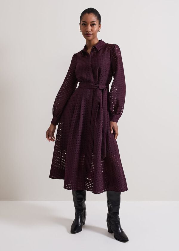 Phase Eight Natalie Burgandy Shirt Dress