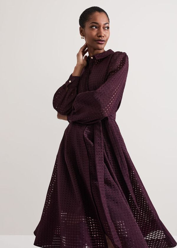 Phase Eight Natalie Burgandy Shirt Dress