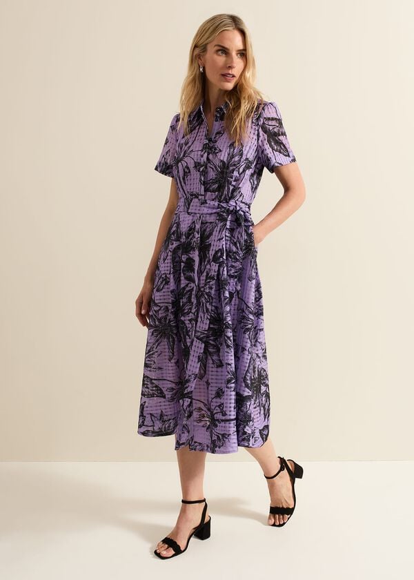 Phase Eight Natalie Lilac Floral Check Dress