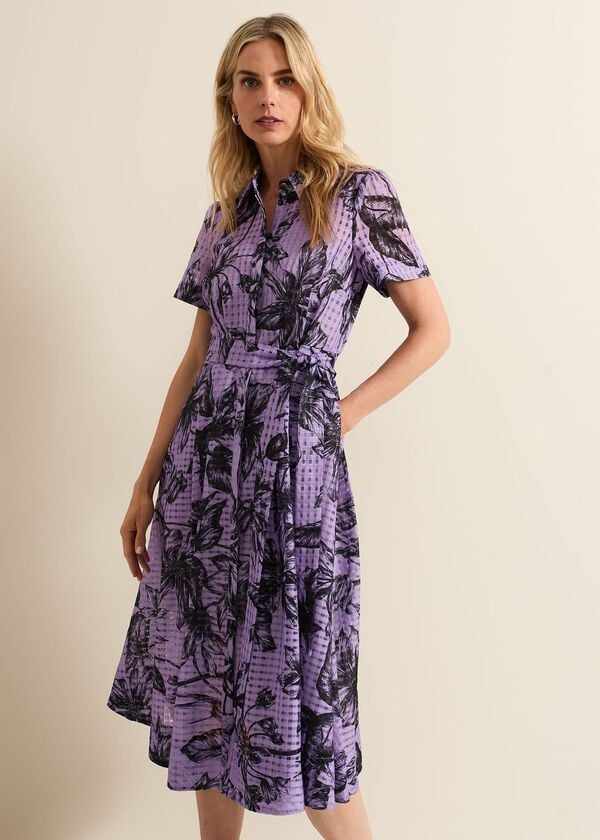 phase eight Natalie Lilac Floral Check Dress