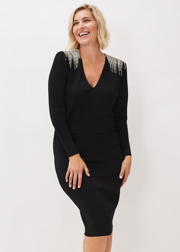 phase eight Nieves Embellished Shoulder Dress