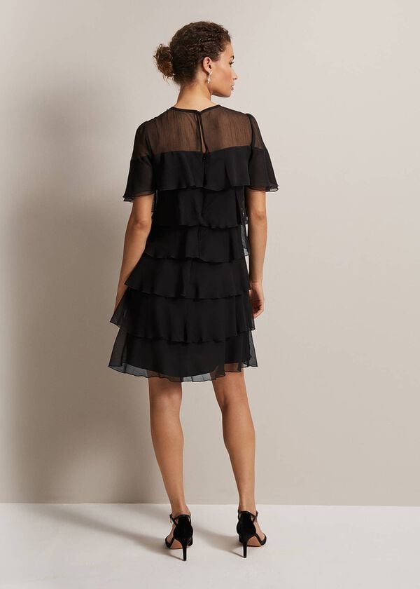 Phase Eight Nika Black Tiered Shift Dress